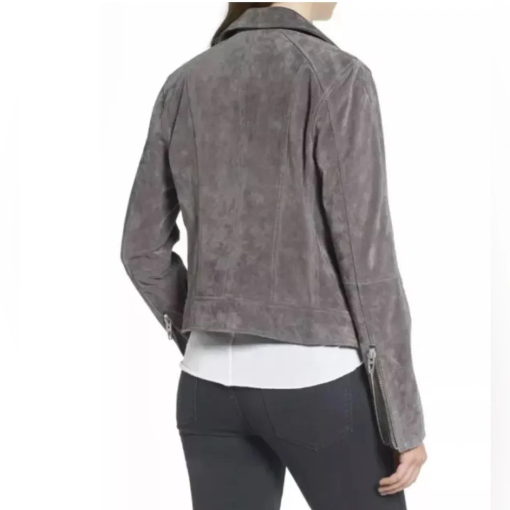 NWT BLANKNYC Suede Moto Jacket in Silver Screen Sz M - Picture 3 of 9